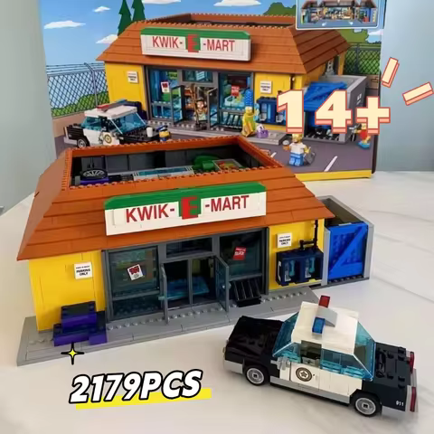 New In Stock 2179PCS Home Decor Convenient Supermarket MOC 71016 Kwik-E-Mart Model Toys for Kids Par