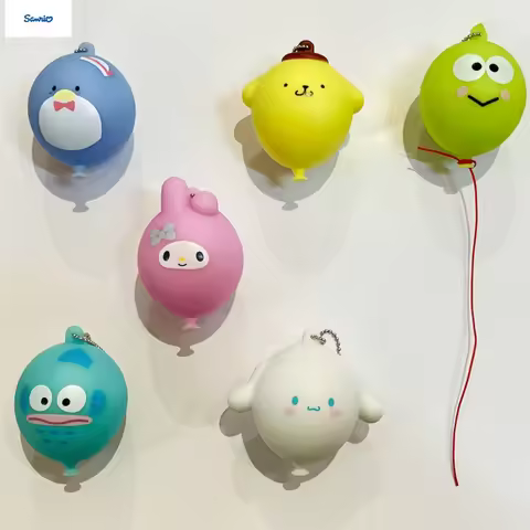 New Sanrio Balloon Shape Pendant Keychain Gashapon Squishy My Melody Cinnamoroll Keroppi Pompompurin