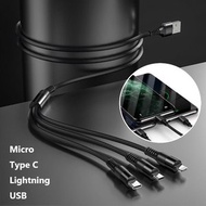 (N) (黑色/Micro + Type C + Lightning) 三合一USB充電線 (~1.2m)