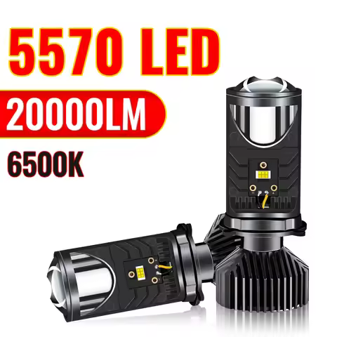 Y6 H4 Mini Projector Lens H4 LED Headlights Car Turbo Fan Super Bright Hi Lo Beam Car Light Lamp H4 