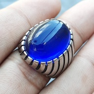Cincin Batu Akik Pria King Sapphire Obsidian