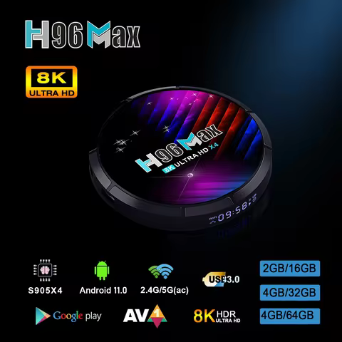 H96 MAX X4 4GB 64GB Smart TV Box Amlogic S905X4 Android11 8K AV1 Decoding Dual Band WiFi Bluetooth 4