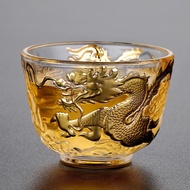 Gilded Carved Tea Cup Glass Cup Whiskey Glass Liquor Glass Small Tea Cup Relief Single Cup Floral En