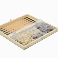Wooden Foldable 3 in 1 Chess Backgammon Wooden Board Folding Board Game