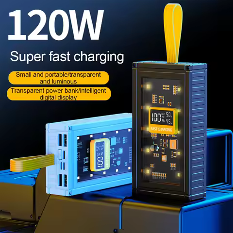 120W Super Fast Charge Power Bank for iPhone Samsung Xiaomi Huawei Powerbank 30000mah External Batte