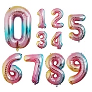 32" Gradient Foil Number Balloon 0 1 2 3 4 5 6 7 8 9 Rainbow Number Balloon Anniversary Party Number
