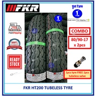 [FOC TUBELESS VALVE] FKR MOTORCYCLE TYRE COMBO HT200 ( BUNGA TT100 ) TUBELESS 80/90-17 x 2 [ TAYAR 2