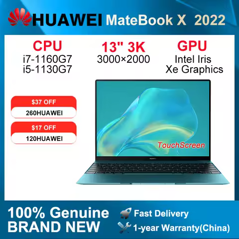 2022 HUAWEI MateBook X Laptop i5-1130G7/i7-1160G7 16GB512GB/1T Notebook 13 Inch 3k LTPS TouchScreen 