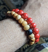 Sepasang Gelang Red Marjan Asli Plus Gelang Thu Lang HM Ori Aktif Bersinergi Full Aktif  dengan Tali