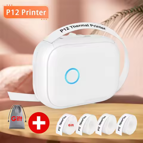 P12 Mini Portable Label Printer with Adhesive P12 Label Paper Sticker Similar as Marklife P12 P15 DE