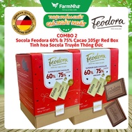 (Combo of 2) Feodora Dark Chocolate 105gr 60% & 75% Cocoa Red Box - German Traditional Essence