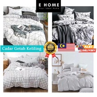 [EHome] IKEA Style Bedsheet 4in1 Queen 2in1 Single Premium Fitted Bedsheet Cadar White Geometry Beds
