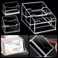 CEASI 1Pcs Bussiness Card Holder, 1/2/3 Grids Acrylic Plastic Business Card Box,  Transparent School
