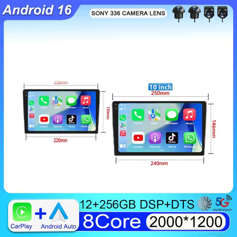 9" Android 16 DTS 2000x1200 QLED Screen All In One Universal Auto Stereo GPS For Volkswagen Nissan H