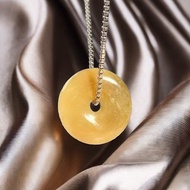 【願‧平安】冰種黃翡翡翠平安扣吊飾 | 天然緬甸玉翡翠A貨 |送禮