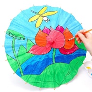 🚓Colorful Antique Oil Paper Umbrella Children's Painting Graffiti Blank Umbrella KindergartenDIYHandmade Art Materials W