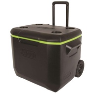 Coleman 60QT Wheeled Cooler Portable Durable Tough Heavy Duty Outdoor Hard Cooler Box (Black/ Green)