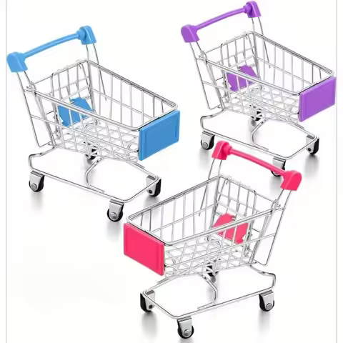 1:48 Mini Supermarket Shopping Trolley Cart Desktop Model Children's Toys Home Decoration Miniature