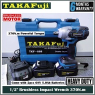 TAKAFUJI 1/2” 68V Brushless Impact Wrench 370N.m TKF068 - 2pcs 5.0Ah batteries & 1pc Charger - 6 Mon