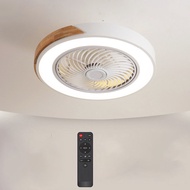 Ceiling Fan With Light Ceiling Solid Wood Ceiling Fan Light Bedroom Silent Remote Control With LED Light (AB)