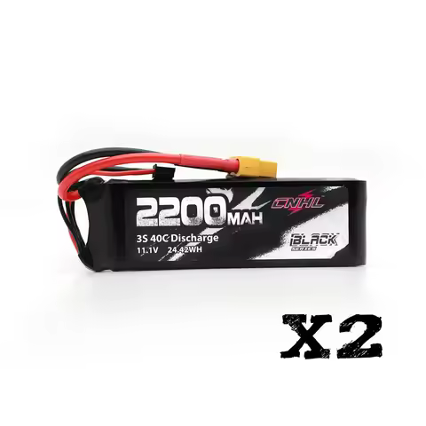 2 Packs CNHL Black Series 2200mAh 3S 11.1V 40C Lipo Battery with XT60 Plug For FPV Airplane Drone Qu