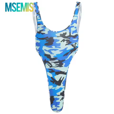 Men's Swimsuit Wrestling Singlet Camouflage Print Bodysuit Costume Backless T-back Leotard Bodybuild