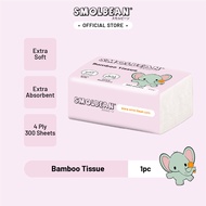 SMOLBEAN Bamboo Tissue 4ply (300's x 1 Pack) Extra Soft | Extra Absorbent | Facial Tissue | Kitchen &amp; Bathroom | Wipe