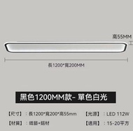 簡約長方形過道走廊吸頂燈（黑色-120*20cm）【白光】