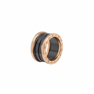 BVLGARI B.ZERO1彈簧戒指四圈18K玫瑰金/黑陶瓷52玫瑰金戒指