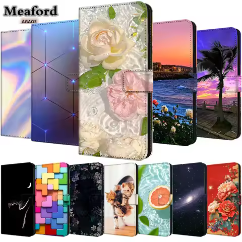 Leather Case for ZTE Blade A73 A75 A35E A34 A54 5G Flip Wallet A 73 75 34 54 35E Phone Cover Magneti