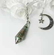 No.2 雙色滿景 綠幽靈 紫幽靈 水晶 項鍊 靈擺 水晶吊墜 彩幽靈