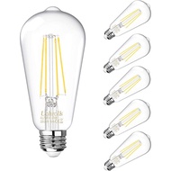 Uchrolls Vintage Edison Light Bulb ST58, E27 Base,6W (Equivalent to 60W),Warm White,2700K,800lm,Fila