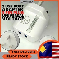 🔥 READY STOCK 🔥 IFX-5  2.4A  Charger UK Mains  Adaptor Wall 3 Pin Kepala Charger Plug Power Ports Mo
