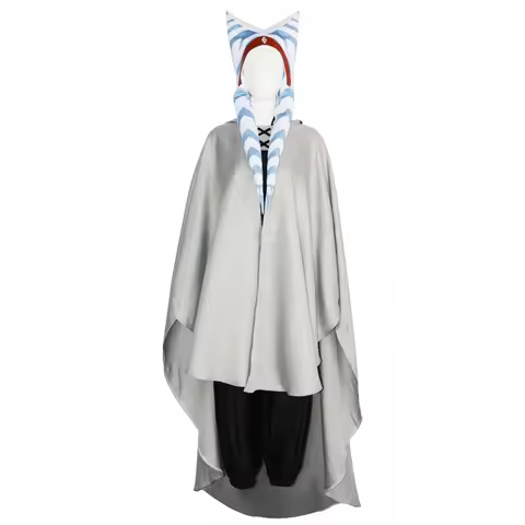 Ahsoka Tano Cosplay Costume Coat Pants Headwear with Gloves Full Set for Halloween Party