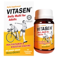 VITASEN DAILY MULTI FOR ADULTS MULTIVITAMIN & DIGESTIVE ENZYME & LYSINE CHEWABLE TABLETS 60'S (EXP:0