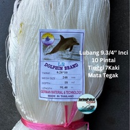 028MM/10S X 248MM(9.3/4" Inci) X 18MD X 91.4Mtr Pukat Jaring Ikan Pintal / Mata Tegak / Isi Kosong /