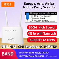 4000mAh Baery MIFI Unlock Wireless CPE LTE Modem B 4G Wifi Router With SIM  Slot Mobile 32 er Wi-fi Hotspot B311B