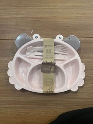 Set Makan Piring Anak Karakter Kepiting Crab Sendok Garpu Sumpit