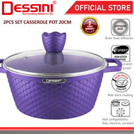 DESSINI ITALY GGF-20 Granite Die Cast Aluminium Non Stick Casserole Pot Bowl Deep Fry Pan Cookware T