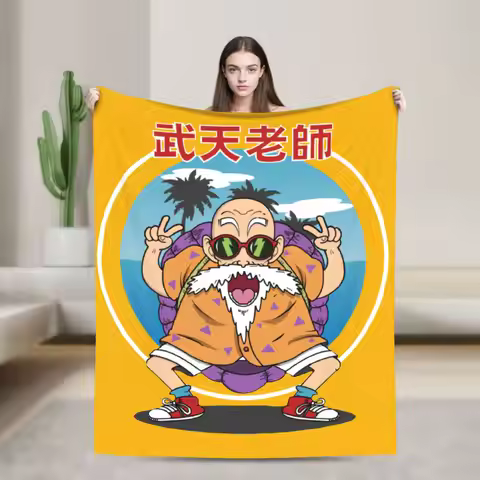 Crazy Muten Fuzzy Blanket Master Roshi Kame Sennin Jackie Chun Dragon Ball Fashion Throw Blankets fo