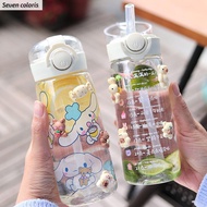 SEVEN 400ml Outdoor Children Cup Sleeve Bouncing Large Capacity Strap Gift Bottle Kid Straw Cup Straw Water Bottle Cartoon