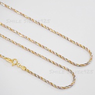 สร้อยคอเงินแท้92.5%Italyชุบ 3 กษัตริย์  ลายSnake3เกลียว ขนาด 1.5mm.