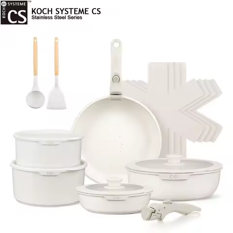 KOCH SYSTEME CS 17PCS Cookware Set Kitchen Nonstick Pots and Pans Set With Detachable Handle Sauce P