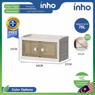 INHO L64cm 2 Doors Wardrobe Multipurpose Foldable Stackable Storage Cabinet Storage Box With Roller