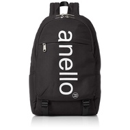 日本 Anello - 大LOGO膠印多收納機能型後背包-Regular大尺寸-BK黑色