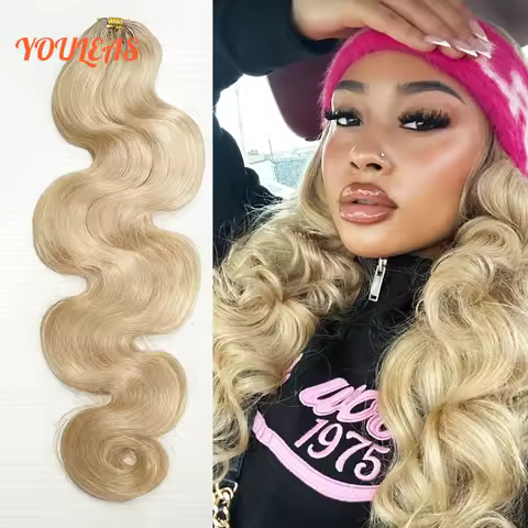 Body Wave 613 Honey Blonde Color Feather Crochet Braid Hair Extensions Knotless Pre-Separated Croche