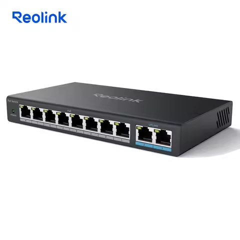 REOLINK PoE Switch with 8 PoE & 2 Gigabit Uplink Ports for NVR and PoE IP Cameras,IEEE802.3af/at,Met