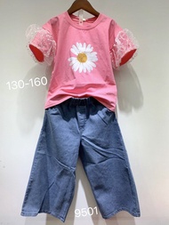 ชุดเด็กโต-วัยรุ่น เสื้อยืดพิมพ์ลาย + กางเกงยีนส์ยืดฟอกนิ่ม พร้อมส่ง จากไทย