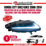 HONDA CITY GM2/GM3 2008-2014 PROJECTOR LED HI-LO BEAM SEQUENTIAL SIGNAL WELCOME LIGHT RED DEMON EYES