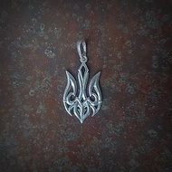 Silver trident necklace pendant,silver tryzub necklace pendant,silver ukraine